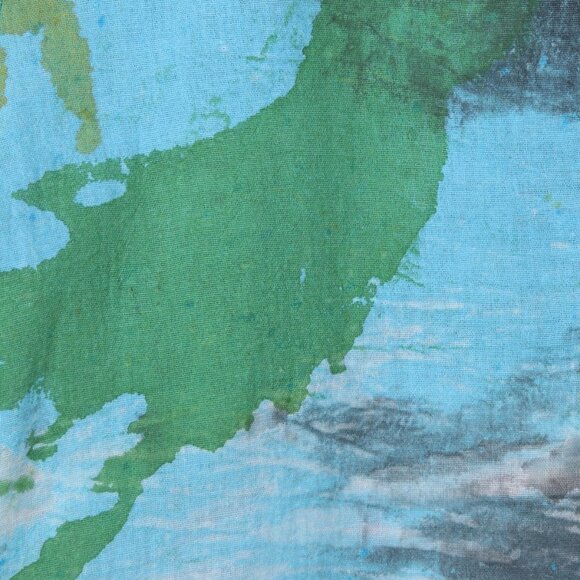 Mexico Handmade Vest Grasol Boutique Cropped Cotton Watercolours Blue Green - Picture 8 of 10